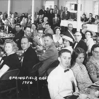 Photograph of Coin Club Convention at Willamalane building including Mayor Harms, Springfield, Oregon, 1956