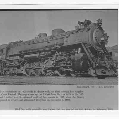 Photograph of Southern Pacific locomotive number 4409, Sacramento, California, 1939