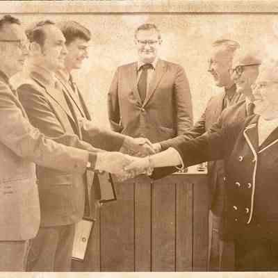 Photograph of Mayor John McCulley and staff