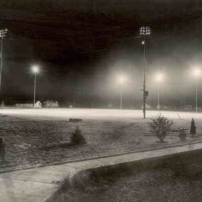 Photograph of Silke Field lit at night, Springfield, Oregon, date unknown