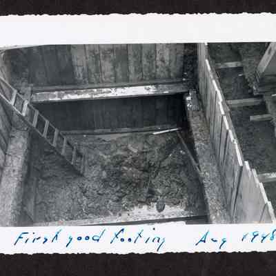 Photograph of the construction of the new dam at Booth-Kelly Lumber Mill