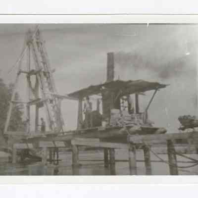 Photograph of bridge construction across EWEB's Power canal near Walterville, Oregon, 1921