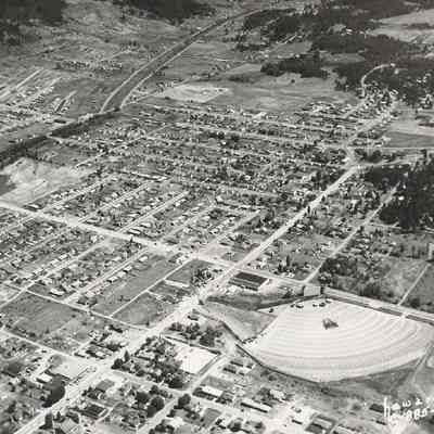 Photograph of aerial view of drive-in theater, date unknown.
