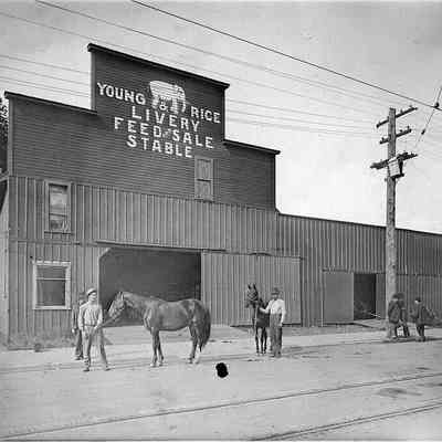 Photograph of Young & Price Livery and feed stable, Springfield, Oregon, 1911