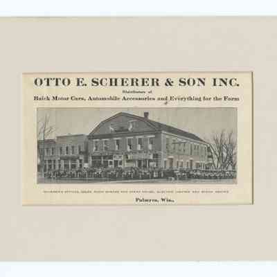 Photograph of Otto Scherer's building, Palmyra, Wisconsin, circa 1910