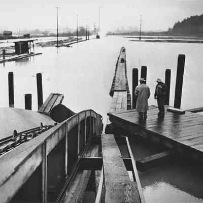 Photograph of Booth-Kelly Millpond, during renovation, 1956