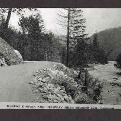Photograph of the McKenzie River and Highway near Nimrod Inn, Vida, Oregon