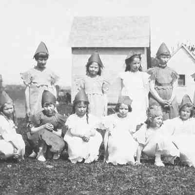 Photograph of girls posing at May Day at Lincoln School #2. 1921.