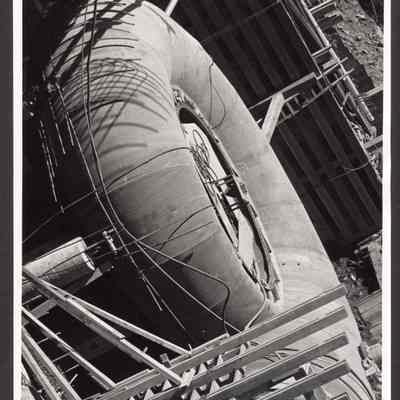 Photograph of bridge construction. Date unknown.