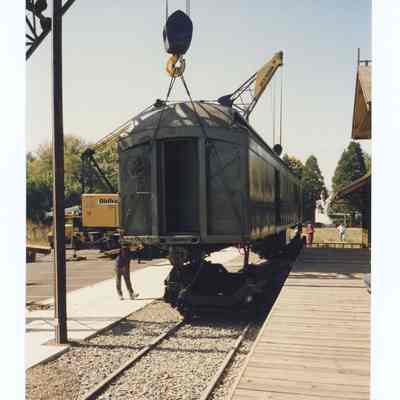 Photograph of the RPO Railcar relocation, Springfield, 1992