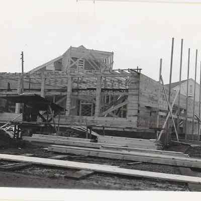 Photograph of the construction of Springfield High School, Springfield, Oregon, circa 1940s