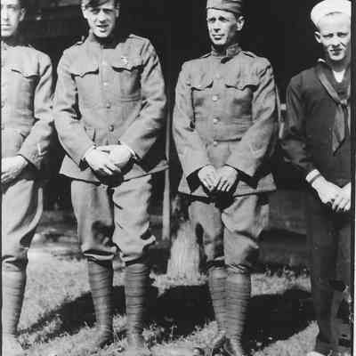 Photograph of four World War I service men
