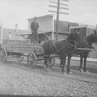 Photograph of the improvement of Main Street, between 5th and 6th, Springfield, Oregon, 1910