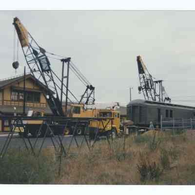 Photograph of the RPO Railcar relocation, Springfield, 1992