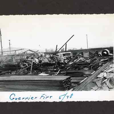 Photograph of scrap machinery after Guerrier Fire