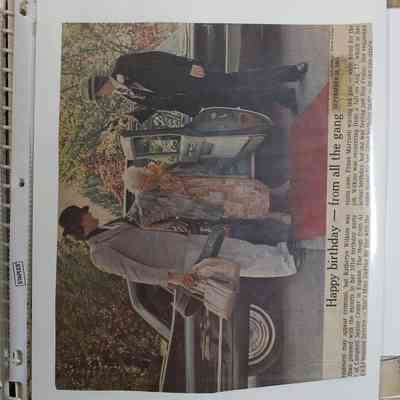 Loose newspaper clipping in binder insert