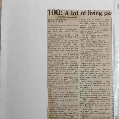 Loose newspaper clipping in binder insert