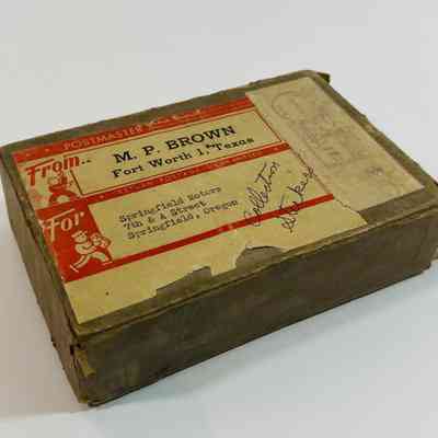 Cardboard box of Billing Labels from Springfield Buick