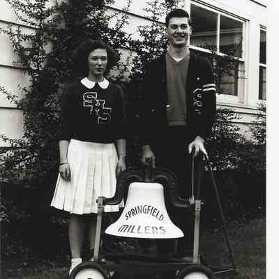 Students and Victory Bell during Rally, Springfield High School, undated