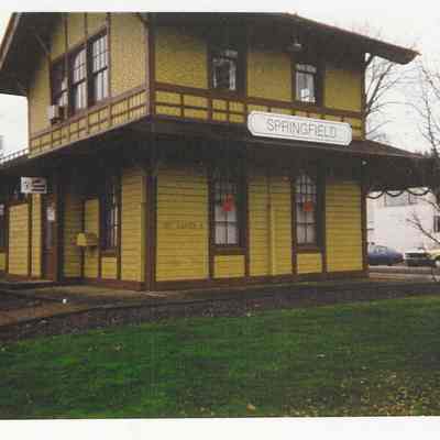 Photograph of the Springfield Depot after relocation, Springfield, Oregon
