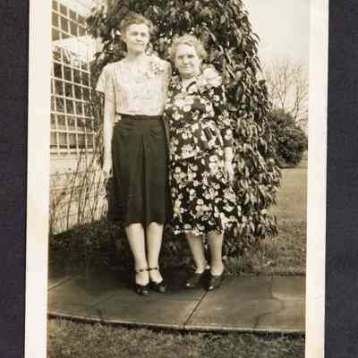 Photograph of Doris Myers (?) and a woman, circa 1950