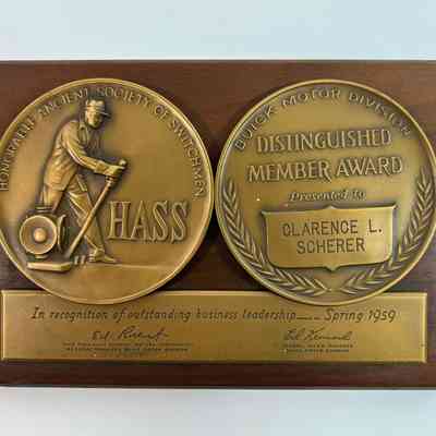 Honorable Ancient Society of Switchmen Award for Clarence Scherer, 1959