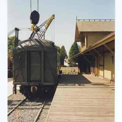 Photograph of the RPO Railcar relocation, Springfield, 1992