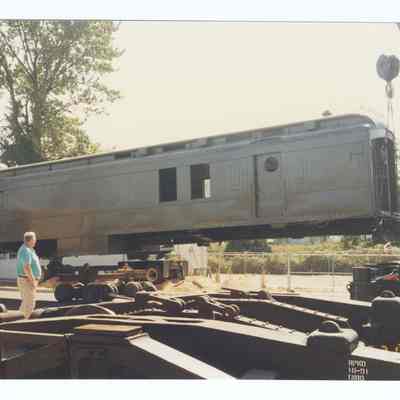 Photograph of the RPO Railcar relocation, Springfield, 1992