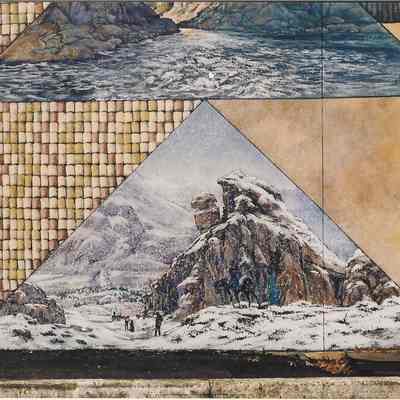 Oregon Trail Mural, detail of City of Rocks, Idaho