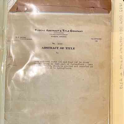 Abstract of Title 4348, Lot 3 and 4 Block 1 Kelly's Addition, Springfield, 1866-1911