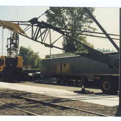 Photograph of the RPO Railcar relocation, Springfield, 1992