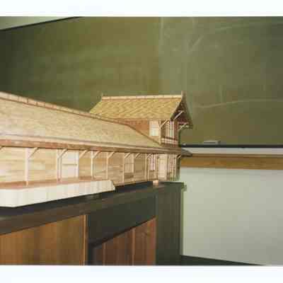 Photograph of the model of the Springfield Train Depot, built by Bruce Witmer