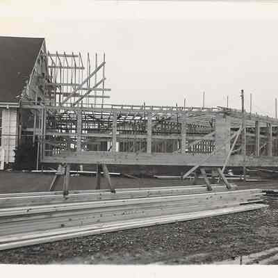 Photograph of construction at Springfield High School, Springfield, Oregon, circa 1940s