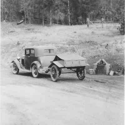 Car with camp trailer