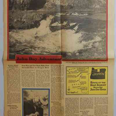 Loose newspaper clippings at back of scrapbook