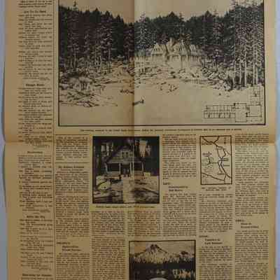 Loose newspaper clippings at back of scrapbook