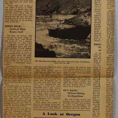 Loose newspaper clippings at back of scrapbook