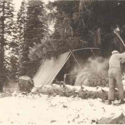 Photograph of Midge Tanner at French Pete Camp, McKenzie River, Oregon