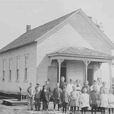 Photograph of Student Body in Front of Mt. Vernon School