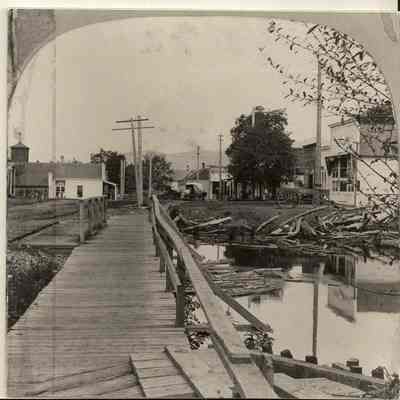 Photograph of Footbridge over Millrace, Springfield, Oregon, Circa 1891