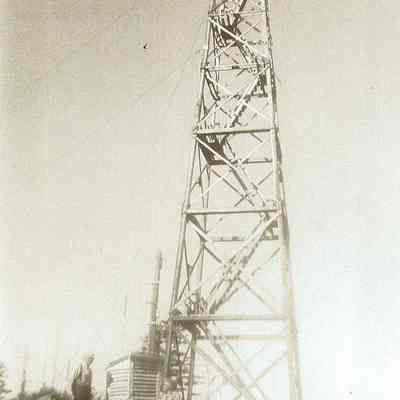 Photograph of Cly and Ella Kemper near the fire tower on Mt. Nebo, Oregon, 1933