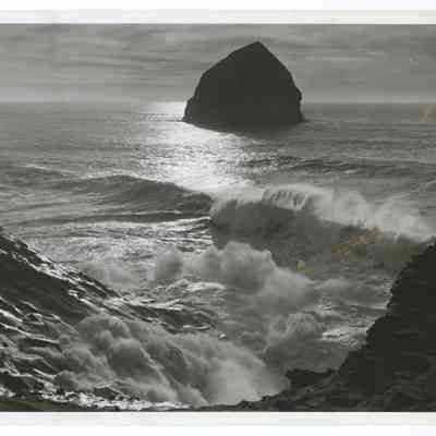 Photograph of the shoreline near Cape Kiwanda, Oregon, circa 1970