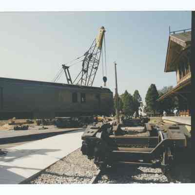 Photograph of the RPO Railcar relocation, Springfield, 1992