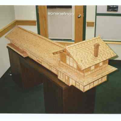 Photograph of the model of the Springfield Train Depot, built by Bruce Witmer