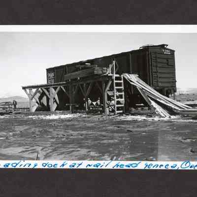 Photograph of loading dock at rail head in Seneca, Ore