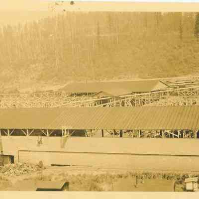 Photograph of Booth-Kelly sheds and dry docks at Wendling, Oregon, circa 1930s or 1940s