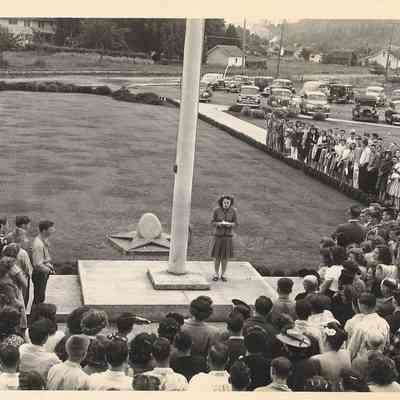 Springfield High School outdoor assembly.