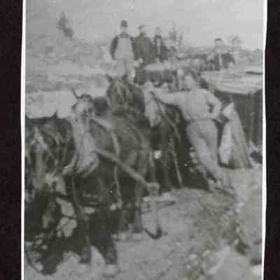 Photograph of stagecoach wreck, north of Madras, Oregon