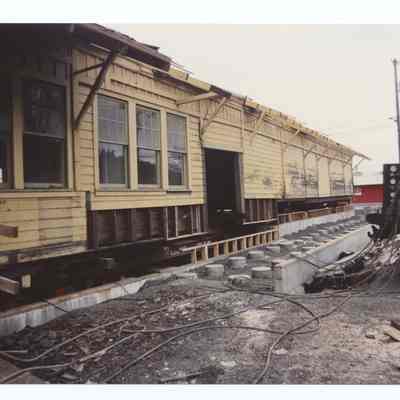 Photograph of the Springfield Train Depot relocation and restauration, circa 1989