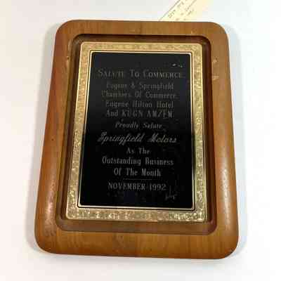 Outstanding Business Award for Springfield Motors, 1992